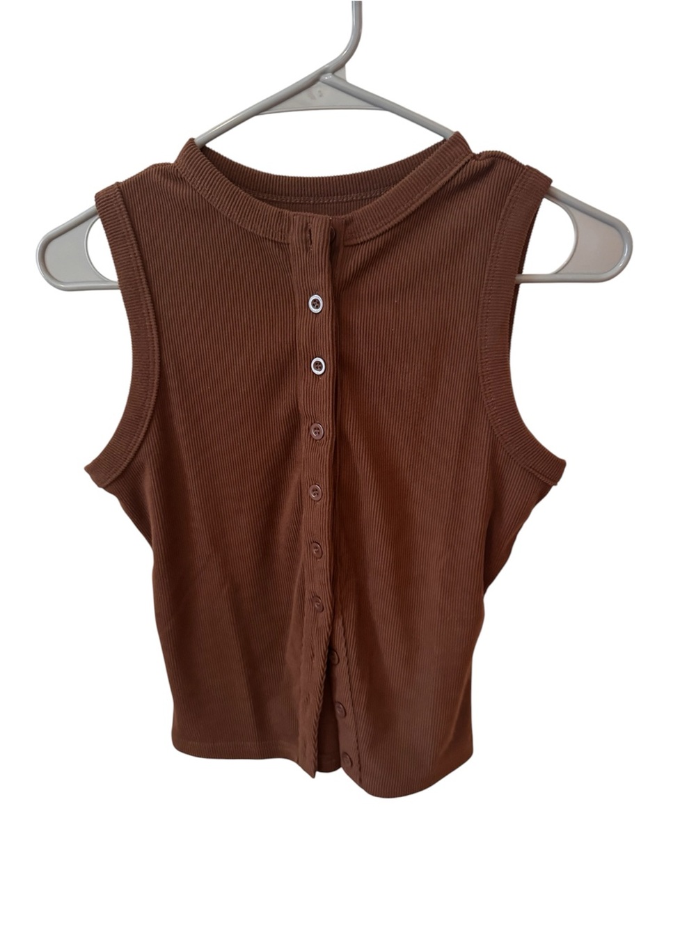 Button-Front Ribbed Knit Tank - Picture 2 of 2
